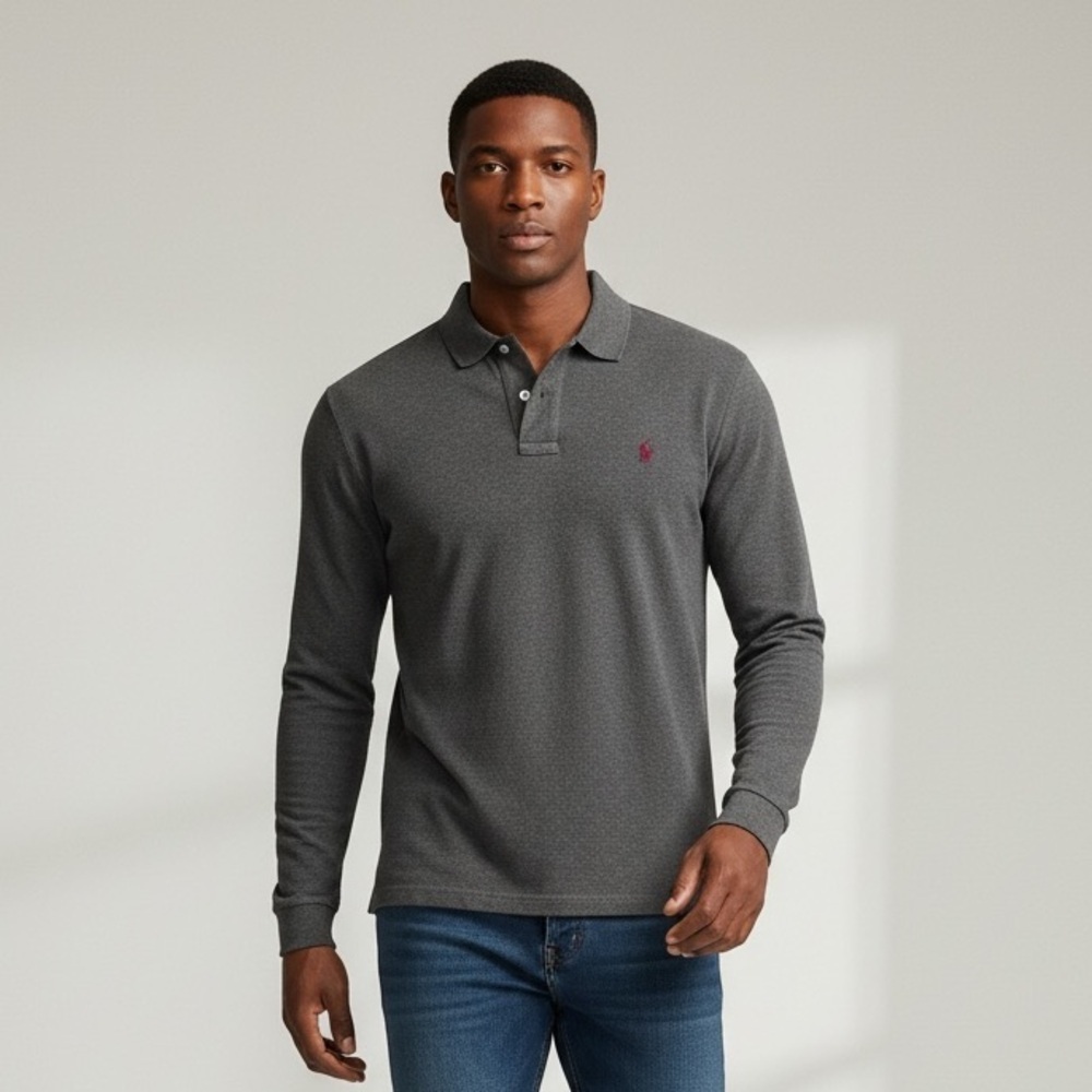 Men’s Polo Ralph Lauren long sleeve 100% cotton shirt L very good condition gray